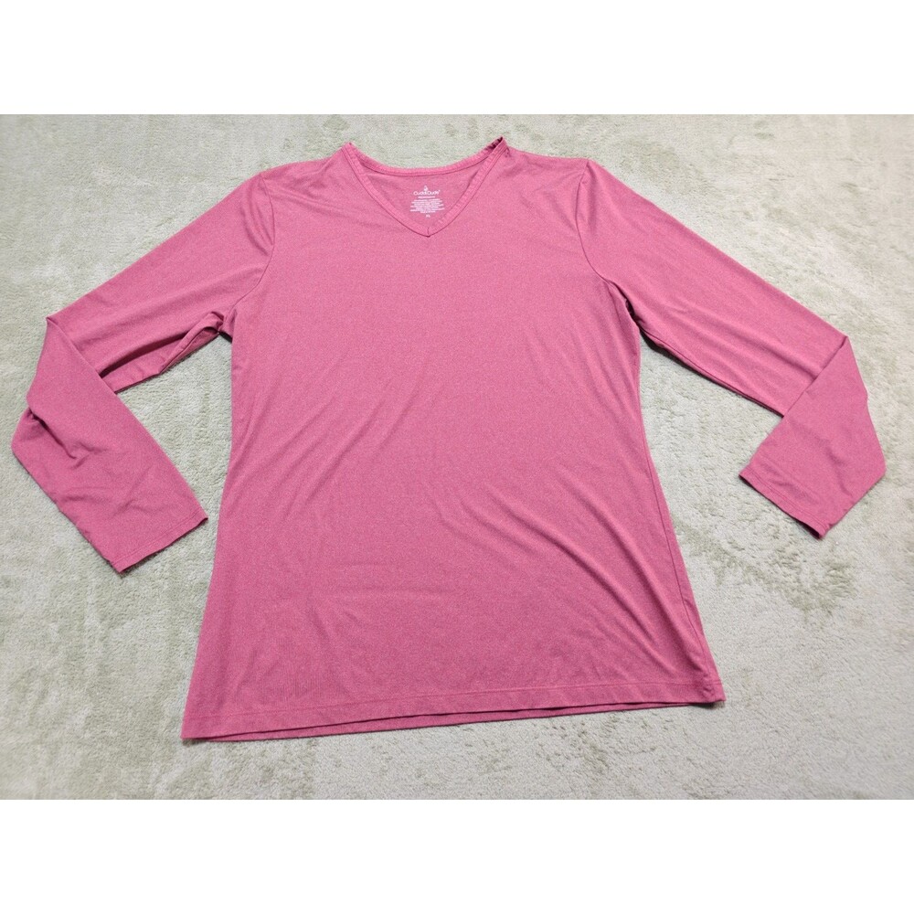 Cuddl Duds Shirt Womens XL Rose Pink Microwear Stretch Long Sleeve V-Neck Top